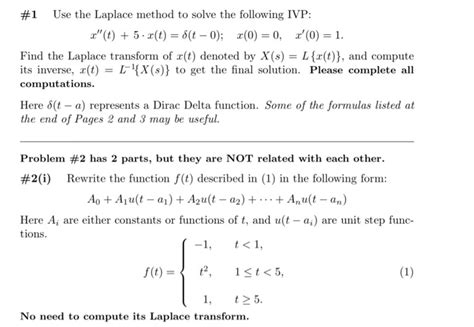 Solved Use The Laplace Method To Solve The Following Ivp Chegg