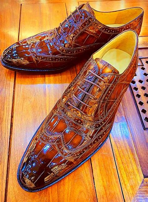 Mens Alligator Leather Wingtip Lace Up Oxford Gentleman Shoes Best Shoes For Men Walking