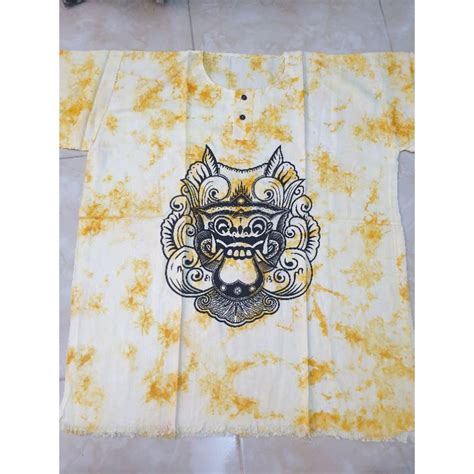 Jual Baju Bali Bahan Katun Dasar Putih Ukuran Xl Motip Barong Shopee