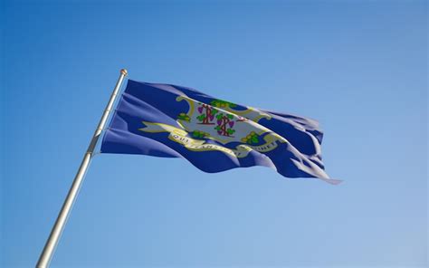 Premium Photo Connecticut Us State Flag Low Angle 3d Artwork