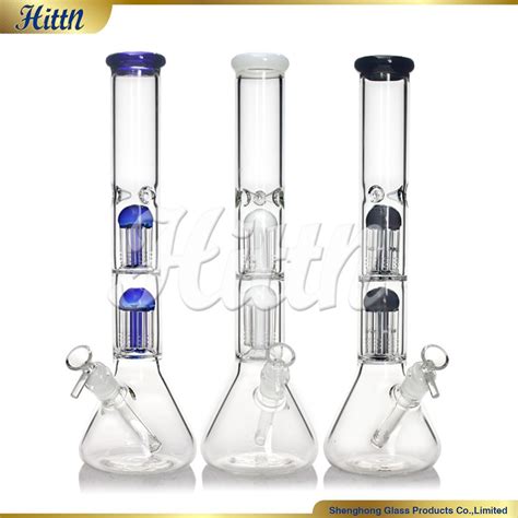 Factory Handmade Wholesale 16 Inches Double 8 Tree Arms Perc Beaker Water Shisha Hookah Glass