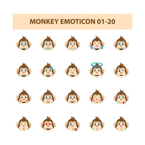 Monkey emoticon icon set 23566458 Vector Art at Vecteezy