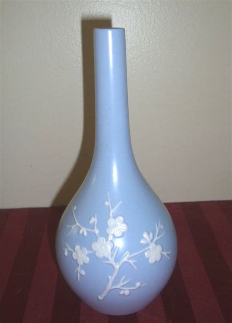 VINTAGE COPELAND SPODE ENGLAND LIGHT BLUE CHERRY BLOSSOM GEISHA VASE