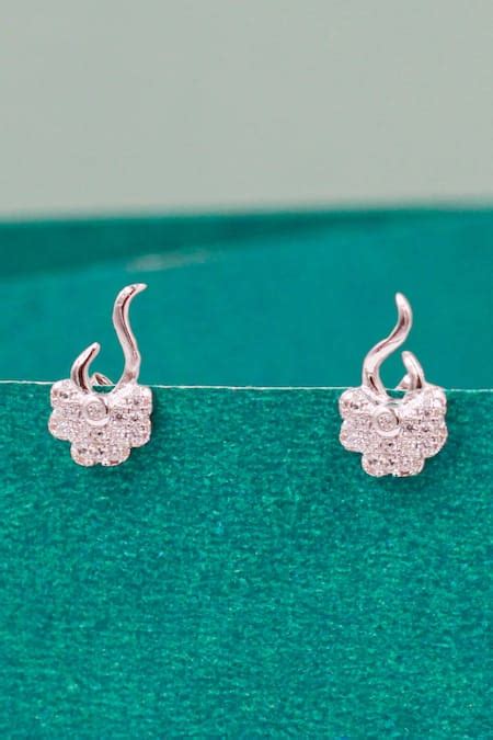 Buy Silver Plated Cubic Zirconia Embellished Blossom Cut Work Stud