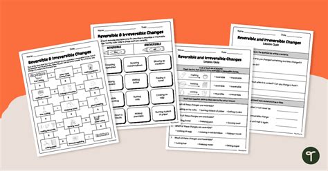 Reversible and Irreversible Changes Worksheet Pack | Teach Starter 