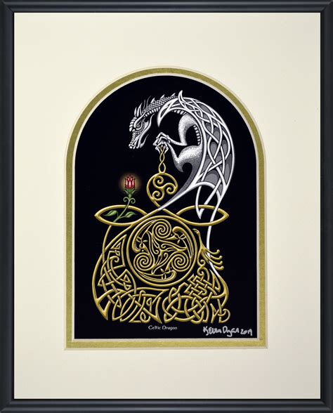 Celtic Dragon - Framed Digital Art Print 8 x 10