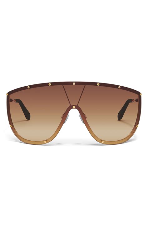 Quay On Set Mm Oversize Shield Sunglasses In Brown Lyst