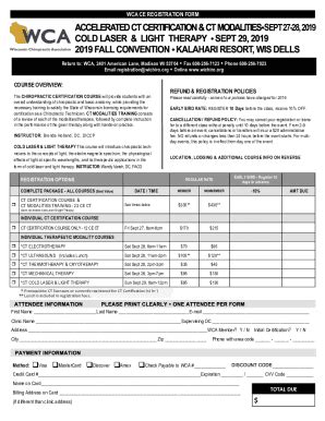 Fillable Online WCA CE REGISTRATION FORM SEPT 27 28 2019 Fax Email