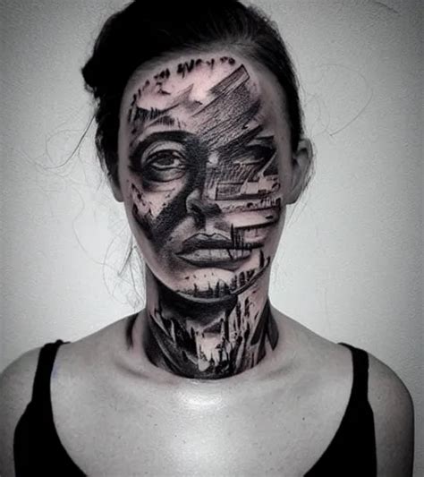 Hyper Realism Tattoo Sketch Of A Beautiful Woman Face Stable Diffusion