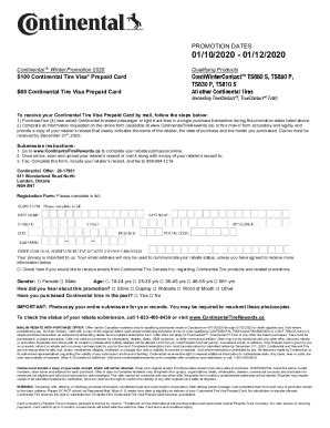 Fillable Online 2020 Continental Winter Promo MIR Form EN Docx Fax