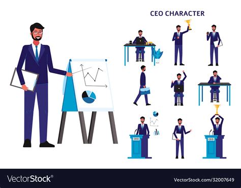 Cartoon ceo businessman set - isolated man Vector Image