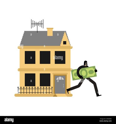 Thief Stolen House Criminal Stole Home Vector Illustration Stock