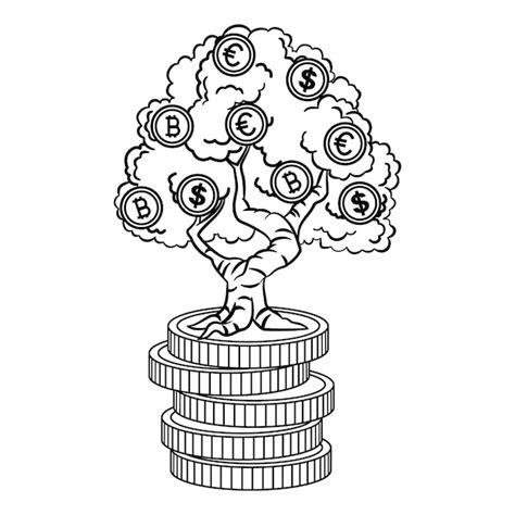 Premium Vector Money Tree With Coins For Coloring