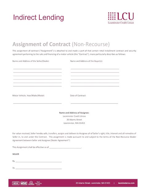 Fillable Online Assignment Of Contract Non Recourse Fax Email Print Pdffiller