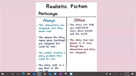 Realistic Fiction Characteristics Youtube