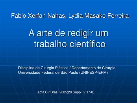 PPT A arte de redigir um trabalho científico PowerPoint Presentation