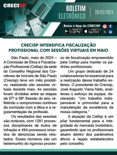 Crecisp Intensifica Fiscaliza O Profissional Sess Es Em Maio Crecisp