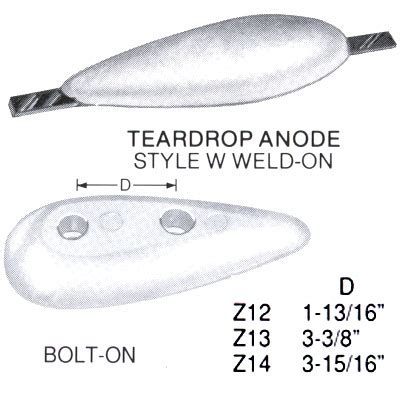 Martyr Zinc Teardrop Hull Anodes Bolt On