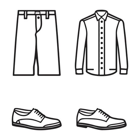 Set Of Shirt Pant Shoes Icon Flat Vector Shirt Icon Suite Icon