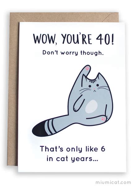 Funny 40th Birthday Card – Miümi Cat