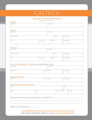 Fillable Online Admitted Caltech Cal Tech Admitted Caltech Fax Email