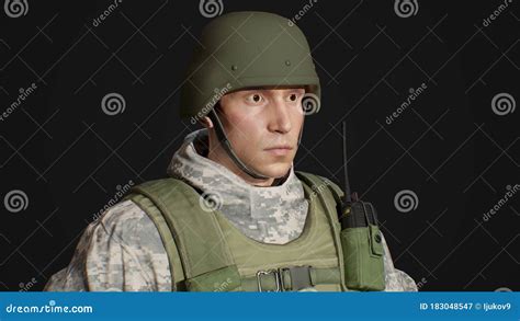 Pop Art Soldier Render Military Salute On The Background Of Rows Of