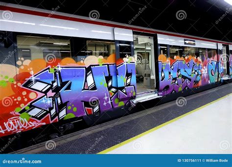 Modern Metro Covered In Graffiti Art Editorial Photo Image Of Subway