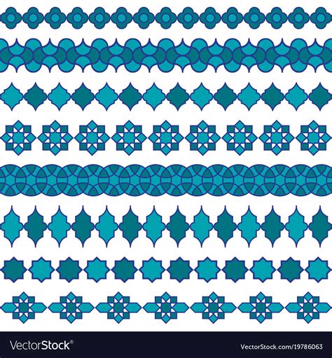 Blue Moroccan Border Patterns Royalty Free Vector Image