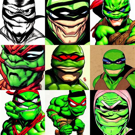 Anthropomorphic Wide Head Ninja Turtle Jim Lee Stable Diffusion