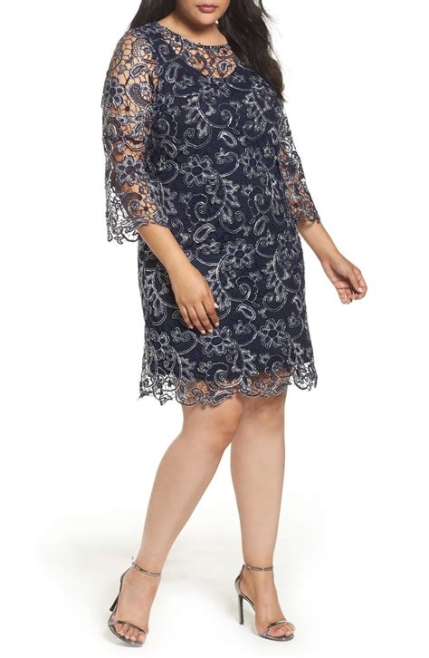 Marina Bell Sleeve Lace Shift Dress Plus Size Nordstrom