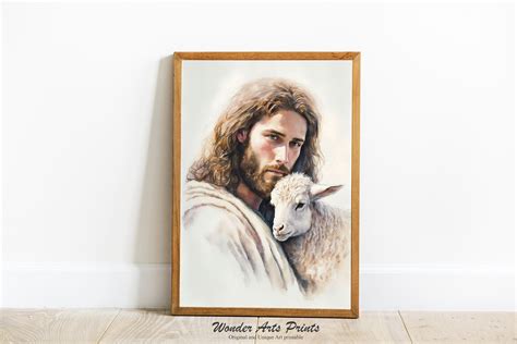 Jesus and Lamb Painting, Jesus Wall Art, Wall Art, Christian Decor, Christ Print, Jesus LDS Wall ...