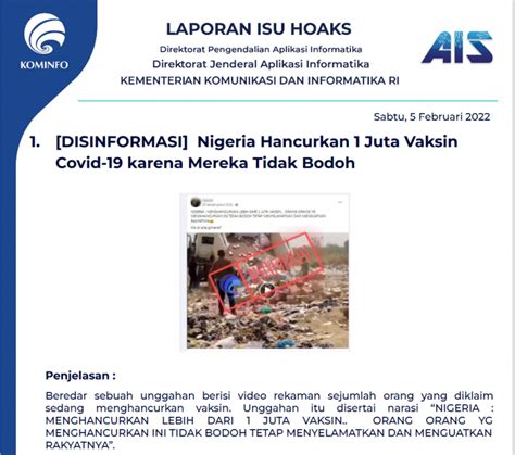 Isu Hoaks Disinformasi 5 Februari 2022 PPID Diskominfo Jateng