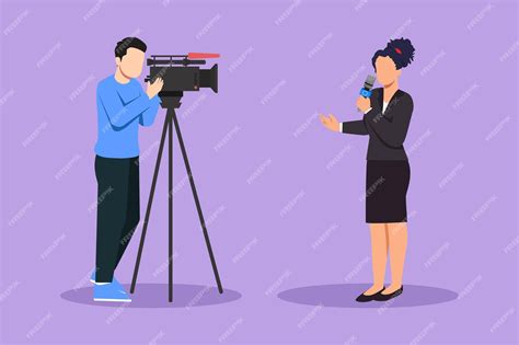 Premium Vector Cartoon Flat Style Drawing Journalist Icon Woman