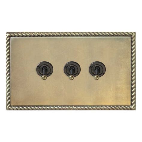 Georgian Dolly Switch 3 Gang Antique Satin Brass Broughtons Lighting And Ironmongery