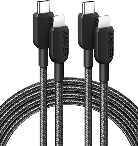 Anker Usb C To Lightning Cable 310 Usb C To Lightning Braided Cable2pack 6ft Black Mfi