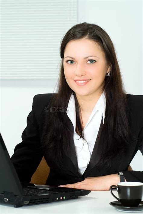 Beautiful Girl Working In The Office Stock Image Image Of Laptop