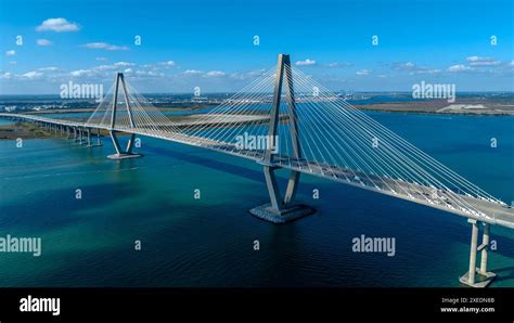 Aerial View Of The Arthur Ravenel Jr Bridge Over The Cooper River In