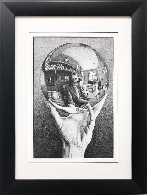 M C Escher Hand With Reflecting Sphere Custom Framed Art Etsy