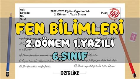 6 Sınıf Fen Bilimleri 2 Dönem 1 Yazılı Soruları 2023 YouTube