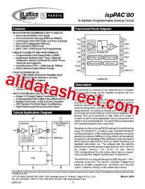 Isppac Si Datasheet Pdf Lattice Semiconductor