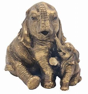 Elephant And Calf Figurine Cm Keith Sherwin Large Bronze Gifts