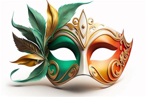 Premium AI Image A Green And Gold Carnival Mask With Gold And Green