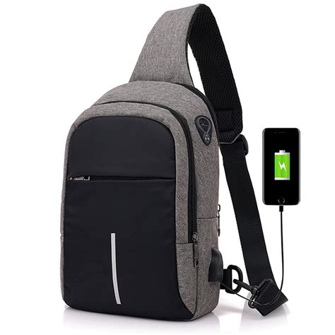 Anti Theft Crossbody Sling Bag Waterproof Chest Daypack With Usb