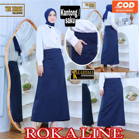 Jual Termurah Rok A Line Pakai Saku Kantong Rok Kerja Panjang Hitam A