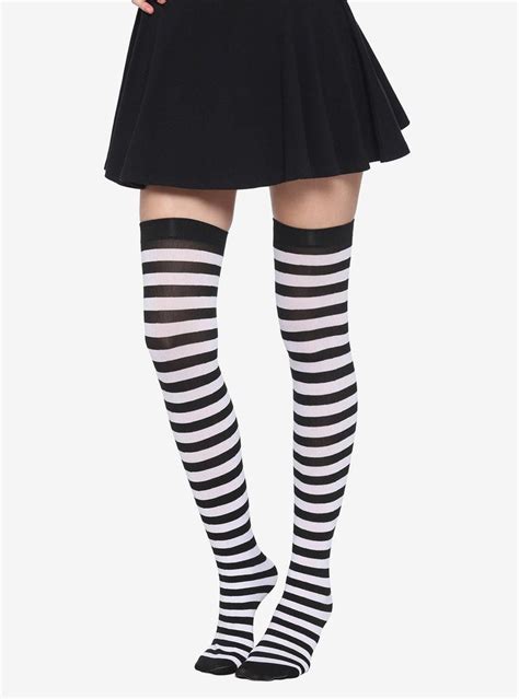 Hot Topic Black And White Stripe Thigh Highs Mall Of America®