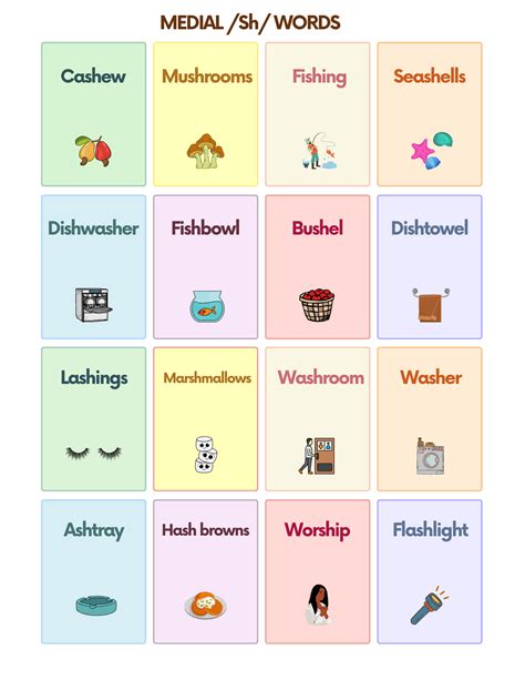 Free Sh Sound Articulation Words Flashcards For Speech Therapy