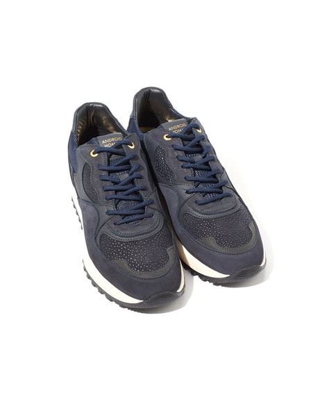 Android Homme Mens Santa Monica Stingray Suede Trainers Navy Sneakers