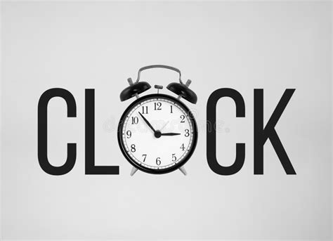 Clock Word with Letter O As Alarm Clock on White Background Stock Photo ...