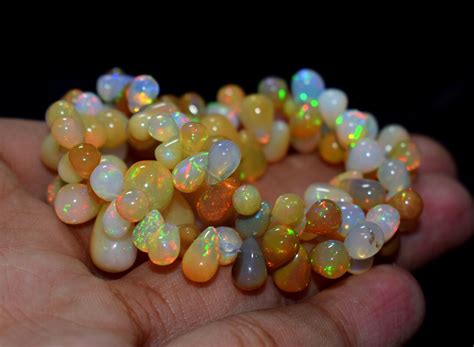 Ethiopian Opal Drops Smooth Pear Shape Beads Ethiopia Welo Opal Beads