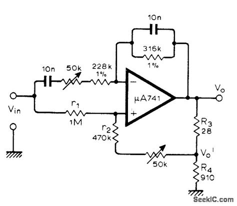 50 Hz Wien Bridge Notch Filter Filter Circuit Basic Circuit Circuit Diagram